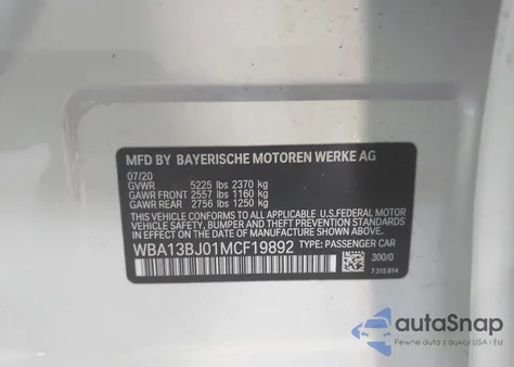 2021 BMW 530I xDrive z USA, uszkodzony, nr VIN WBA13BJ01MCF19892